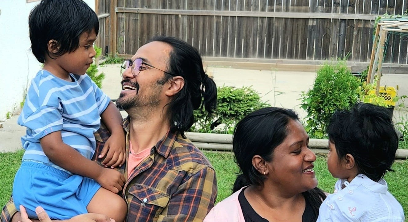 Ayaz Noor Mohammed with his family in Mynarski Ward